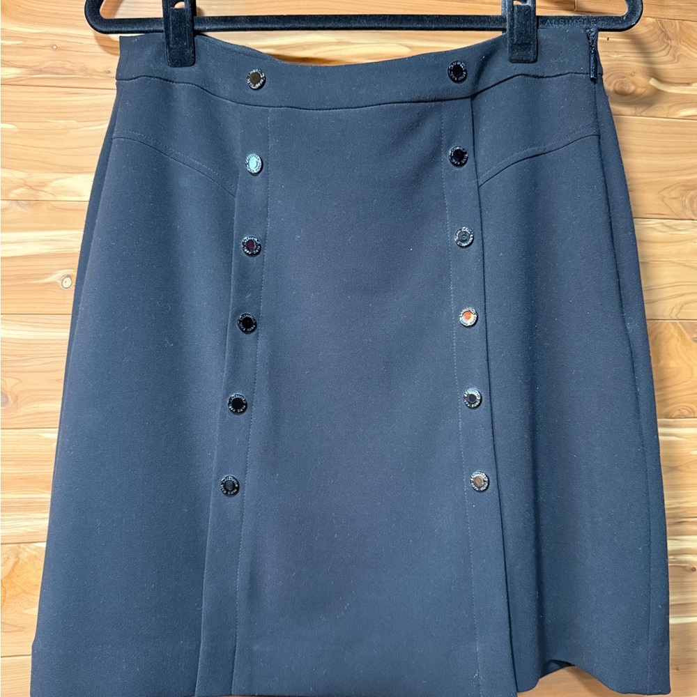 Karl Lagerfeld Paris Elegant Black Buttoned A-lined Skirt